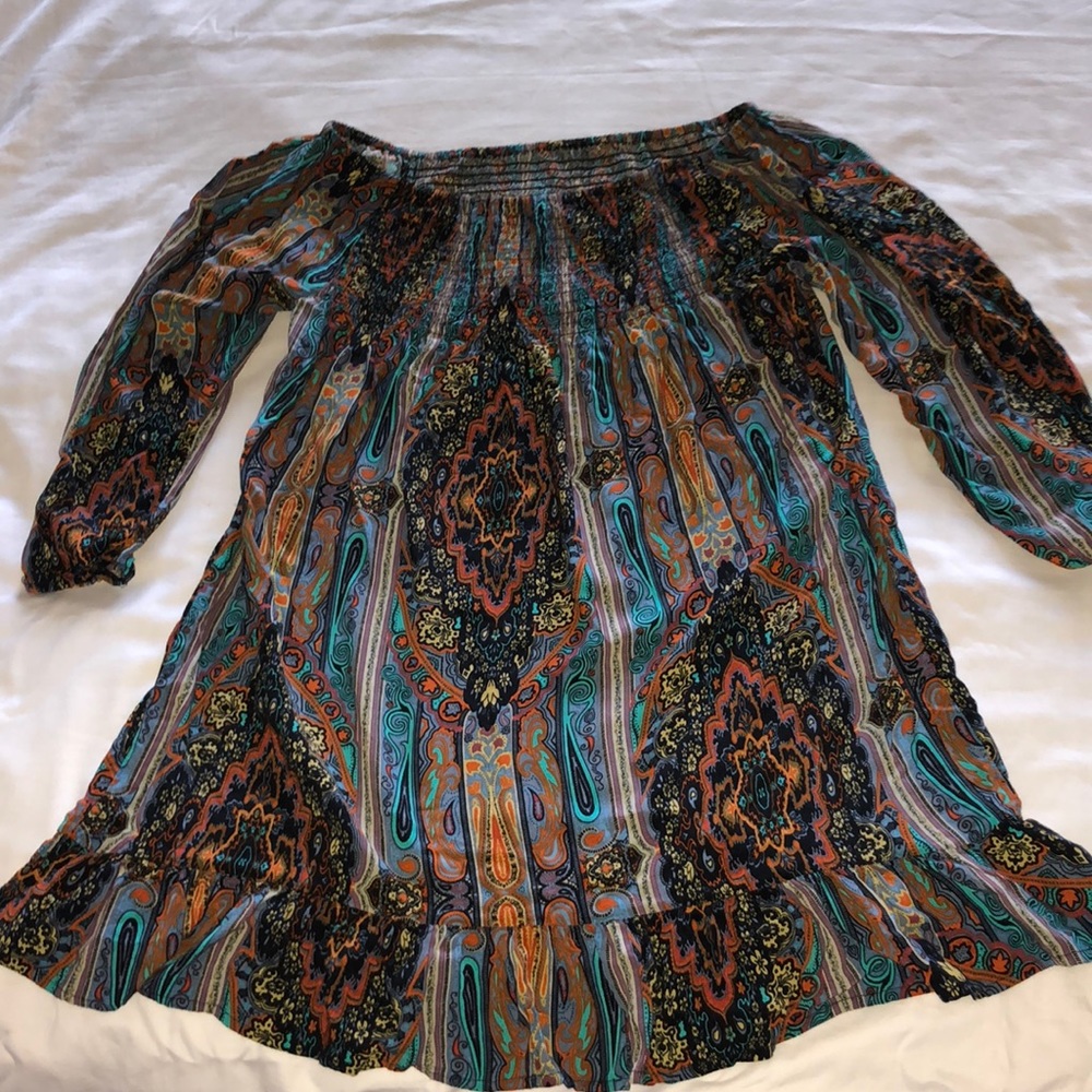 S/M COLORFUL DESIGN FLOWY DRESS